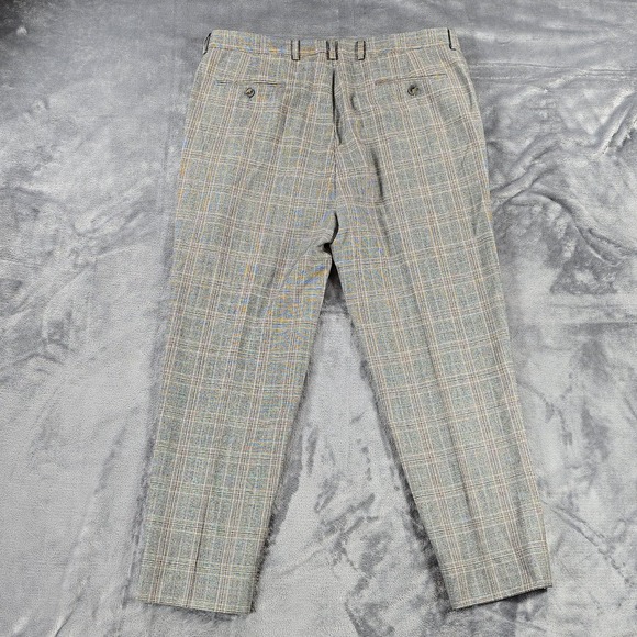 Hart Schaffner Marx Pants Mens 36 Gray Wool Prince of Wales Check Business - Picture 3 of 9